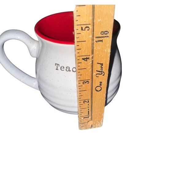 White & Red Ceramic Mug With "Teacher" Print - Picture 4 of 5
